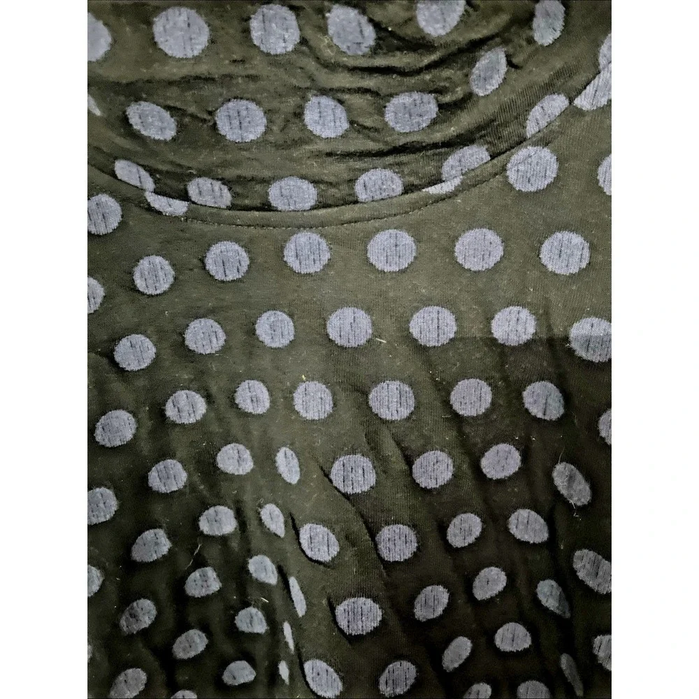 Komil Cowl Neck Tunic Top Womens M Black Blue Polka Dot Artsy Boho Lagenlook
